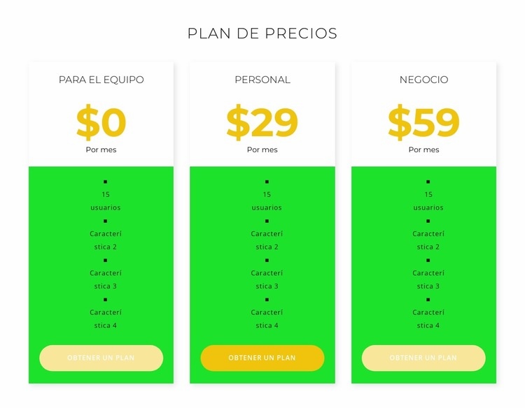 Nuevo precio Plantilla de una página