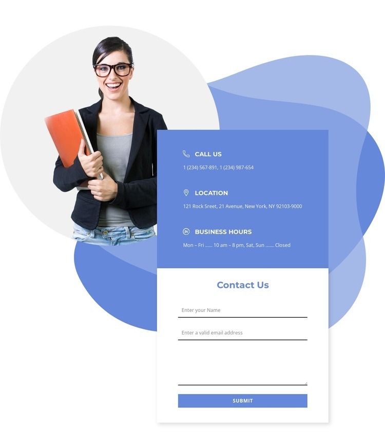 Contacts block with shapes Homepage Design