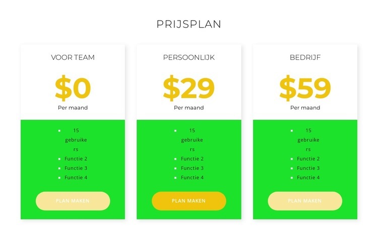 Nieuwe prijzen Website Builder-sjablonen