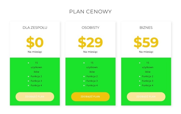 Nowy cennik Projekt strony internetowej