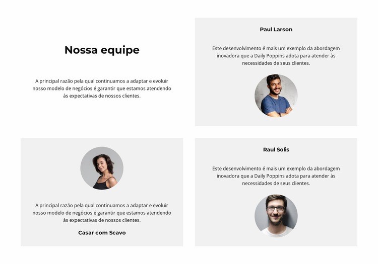 é nossa equipe Modelos de construtor de sites