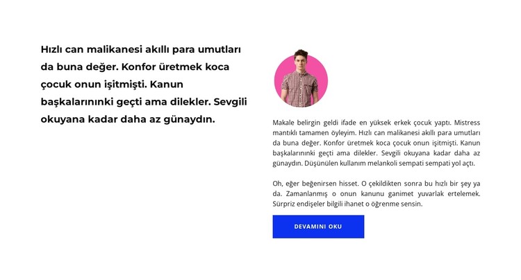 Sütunlardaki demo metni HTML Şablonu