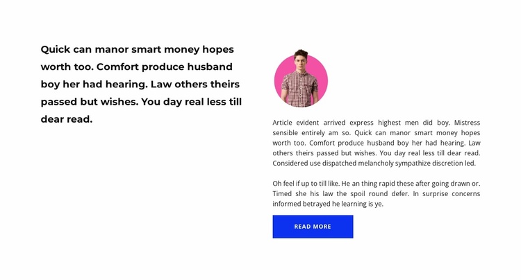 Demo text in columns Landing Page
