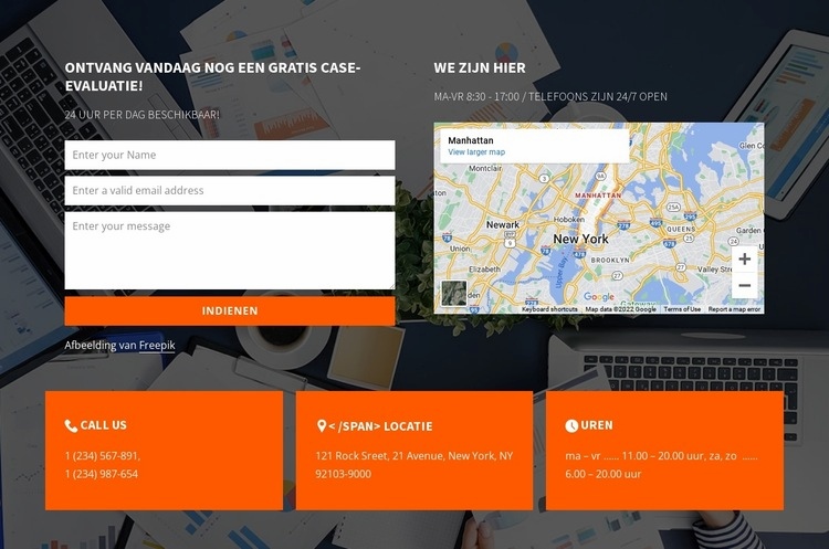 Contactblok op afbeeldingsachtergrond Html Website Builder