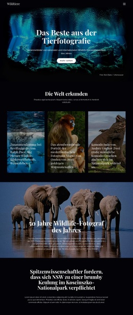 Tierwelt Und Natur - Kostenlose Zielseite, Vorlage HTML5