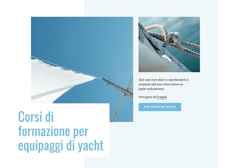 Corsi di formazione per equipaggi di yacht Mockup del sito web