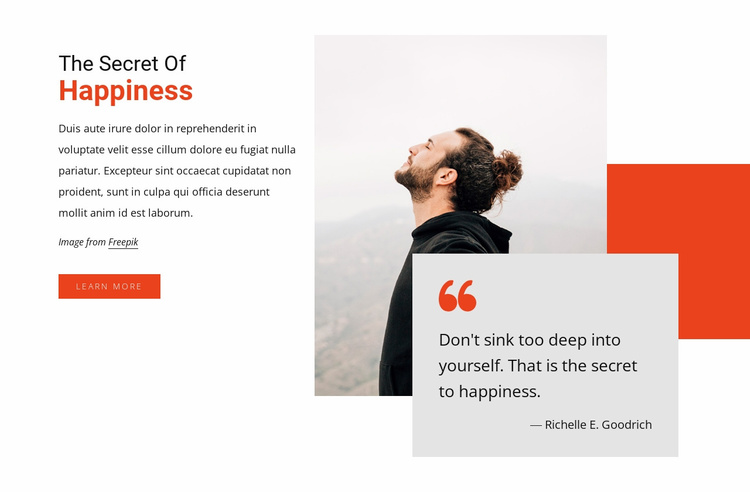 The secret of happiness Landing Page
