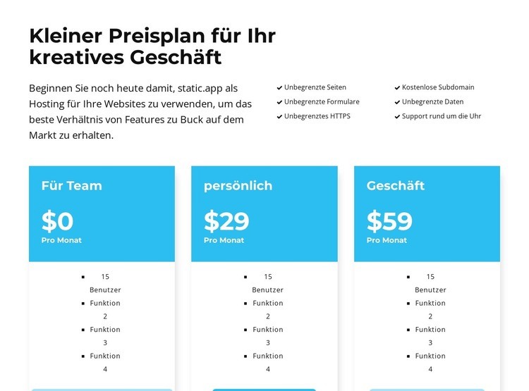 Das bedeutet Preise Website Builder-Vorlagen