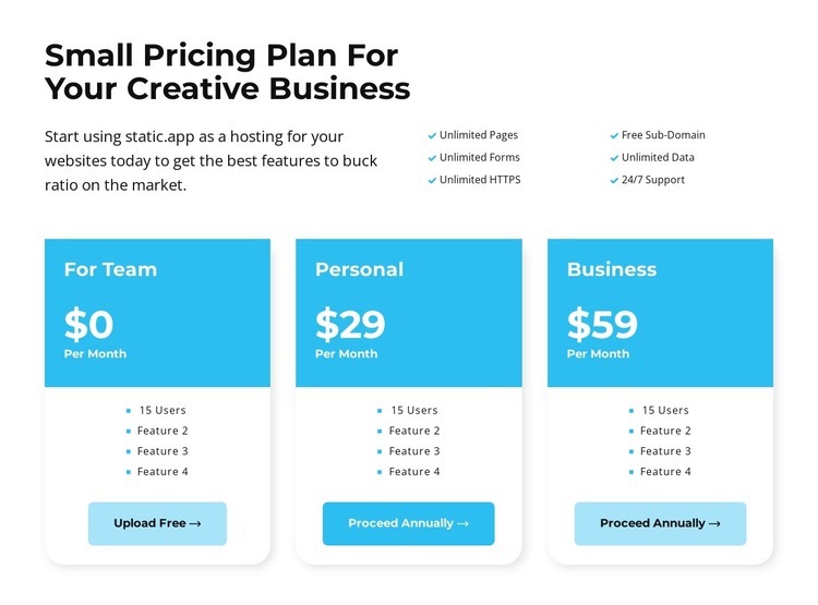 This means pricing Homepage Design