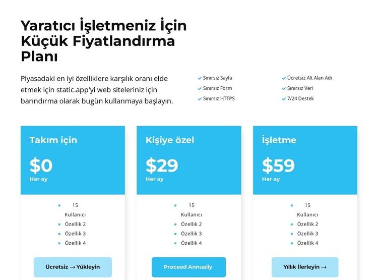 Bu fiyatlandırma anlamına gelir Html Web Sitesi Oluşturucu