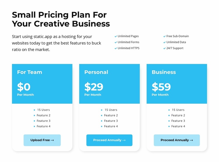 This means pricing Website Template