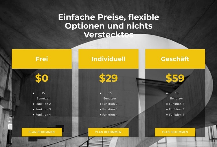 Wählen Sie Ihren persönlichen Preis HTML Website Builder