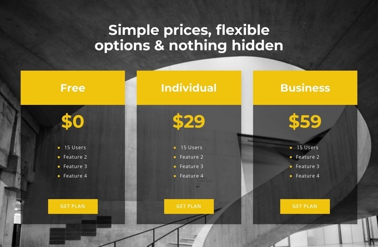 Choose your personal pricing Html Code Example
