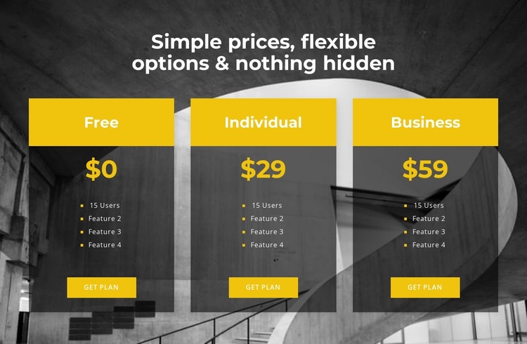 Choose your personal pricing Joomla Page Builder