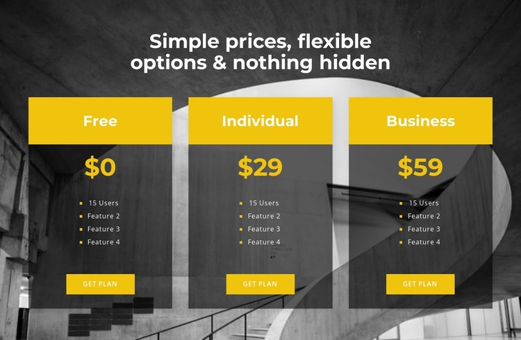 Choose your personal pricing Joomla Template