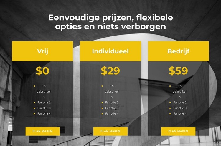 Kies je persoonlijke prijs Website Builder-sjablonen