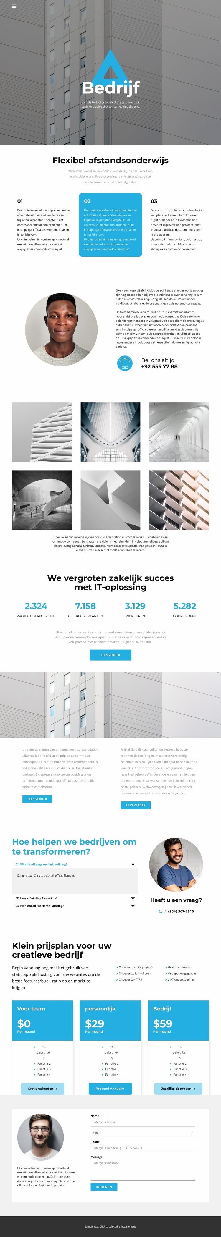 Een zakelijk idee nodig Website mockup