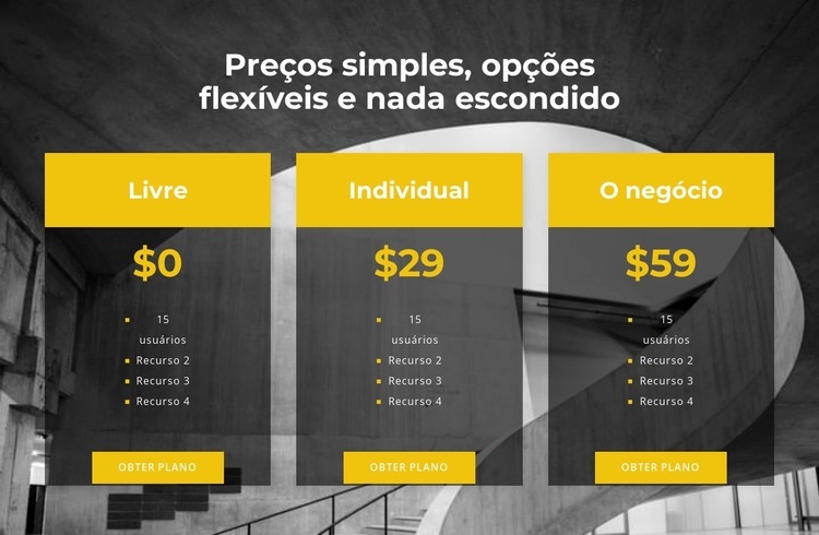 Escolha seu preço pessoal Modelos de construtor de sites