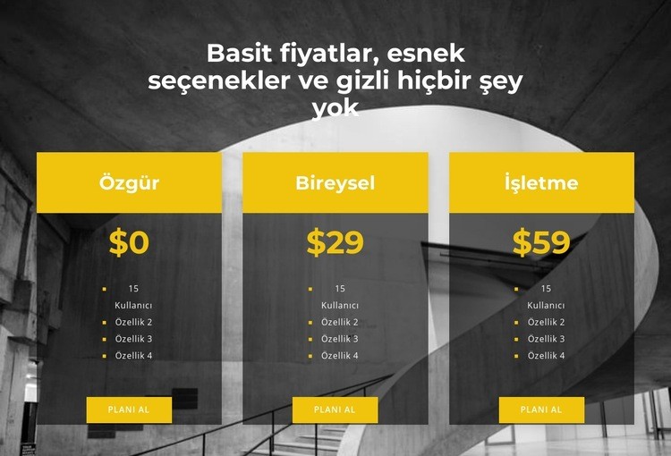 Kişisel fiyatlandırmanızı seçin Html Web Sitesi Oluşturucu