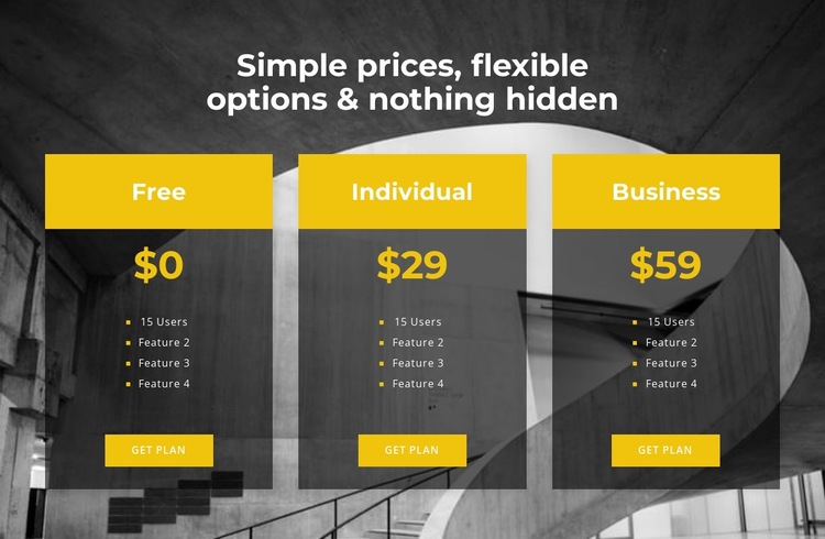 Choose your personal pricing Website Builder Templates
