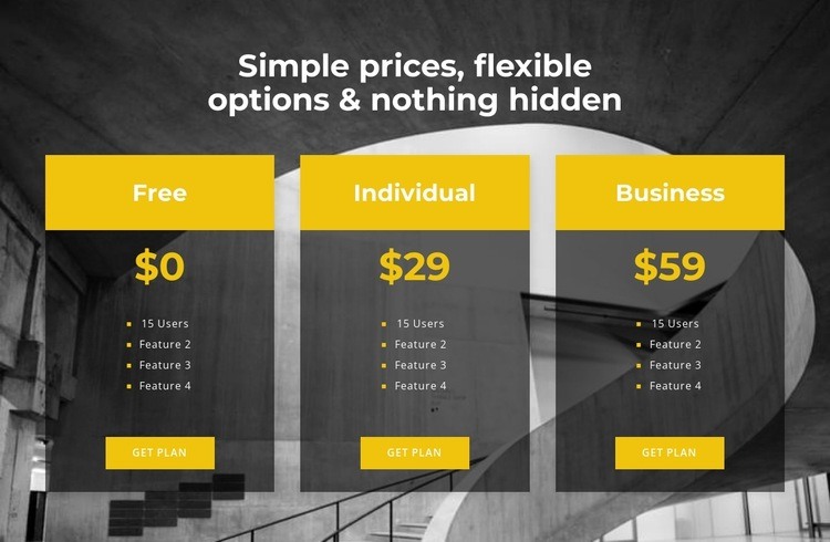Choose your personal pricing Wix Template Alternative