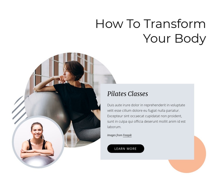 How to transform your body Homepage Design