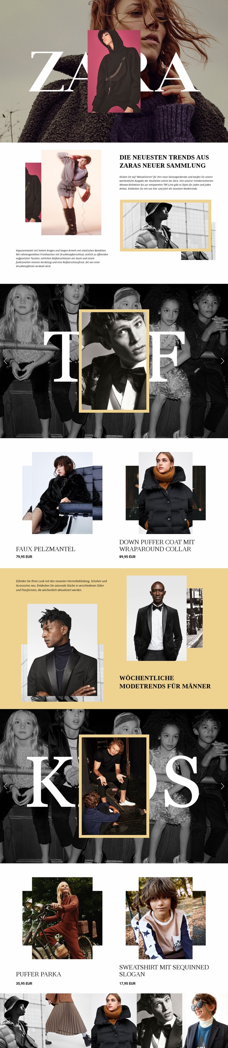Zara Website design