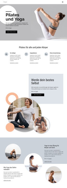 Kostenloses Webdesign Für Pilates Und Yoga Zentrum