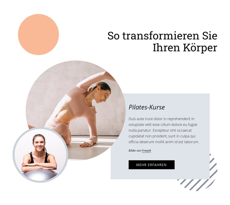 Pilates entwickelt Kernkraft Website-Vorlage