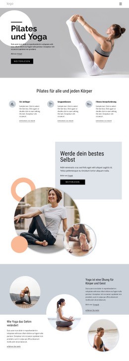 Pilates und Yoga Zentrum Startseiten
