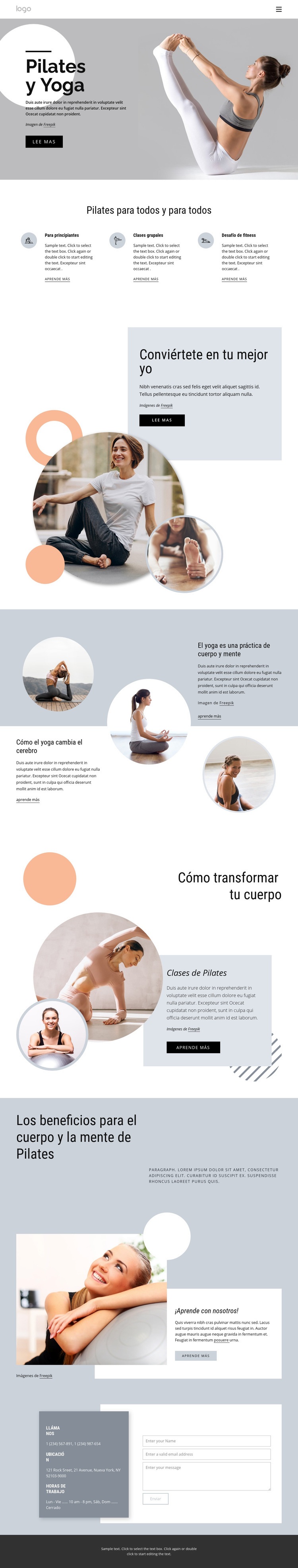 Centro de pilates y yoga Plantillas de creación de sitios web