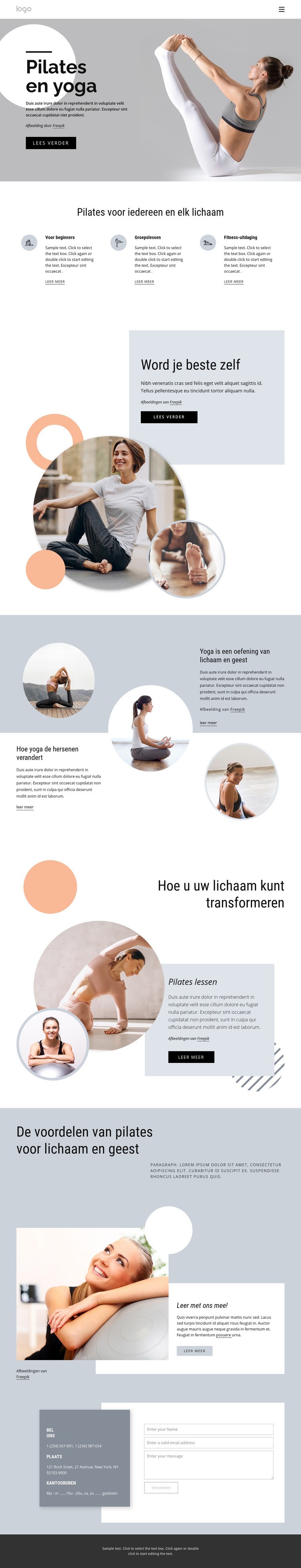 Pilates- en yogacentrum Website ontwerp