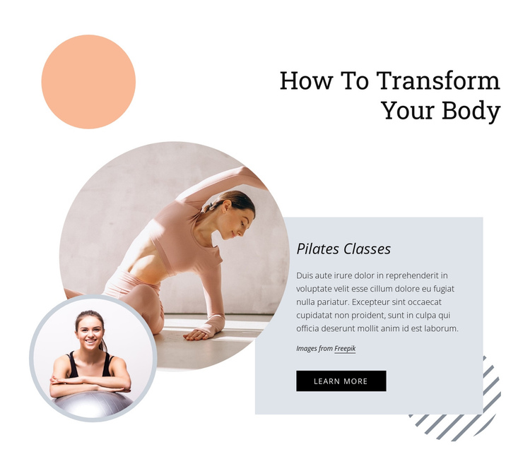 Pilates develops core strength One Page Template