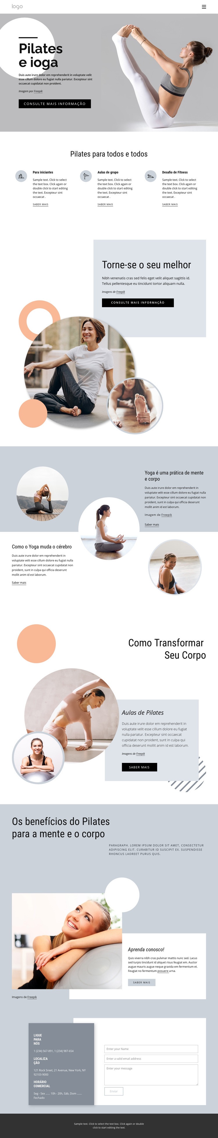Centro de pilates e ioga Maquete do site
