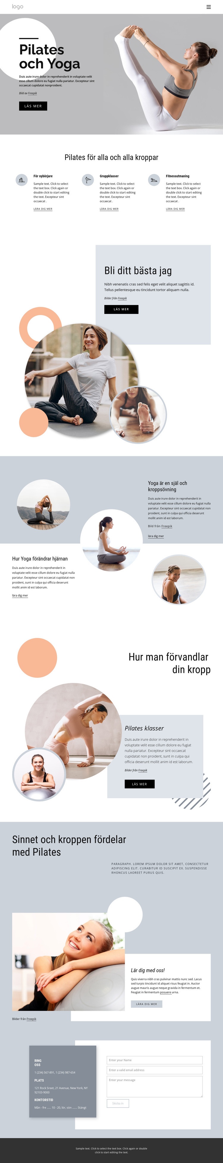 Pilates och yogacenter Hemsidedesign