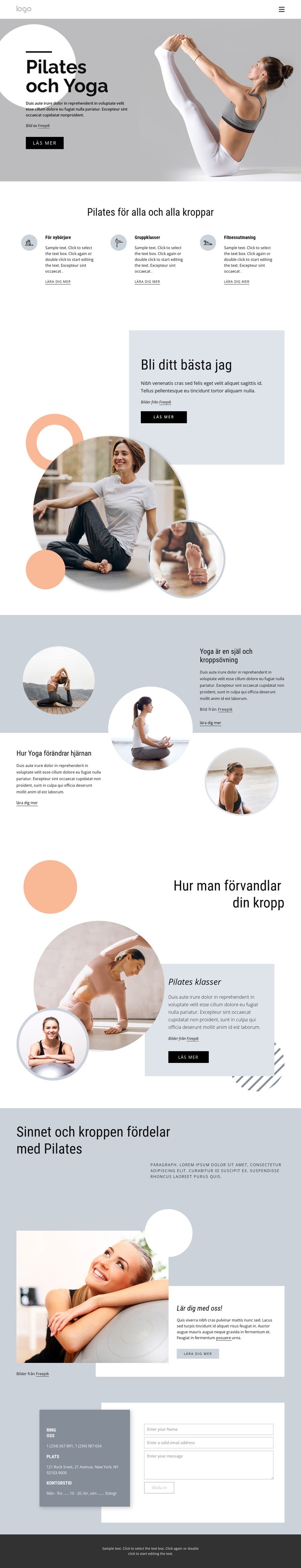 Pilates och yogacenter WordPress -tema