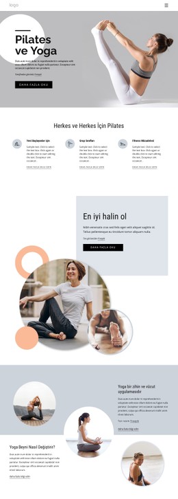 Pilates Ve Yoga Merkezi Için Duyarlı HTML5