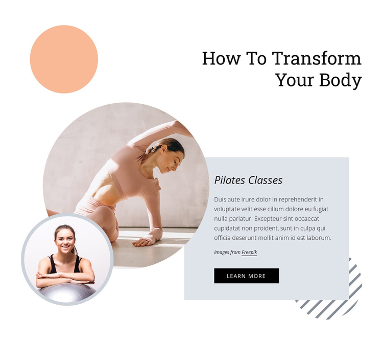 Pilates develops core strength Website Builder Software