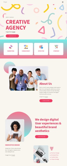 We Create Strategy-Led Work Single Page Template