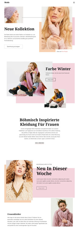 Modeseiten-Design - HTML-Websitevorlage