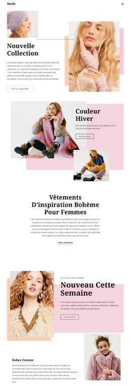 Conception De Pages De Mode : Modèle D'Une Page Facile À Utiliser