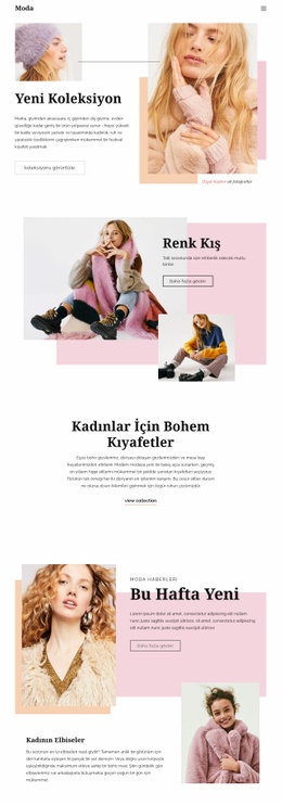 Moda Sayfası Tasarımı Bir Sayfa Şablonu