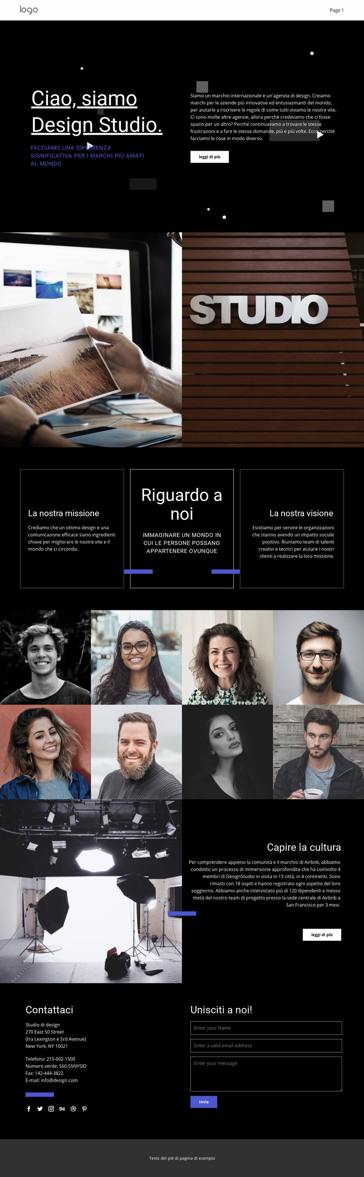 Il nostro design è unico Modelli di Website Builder