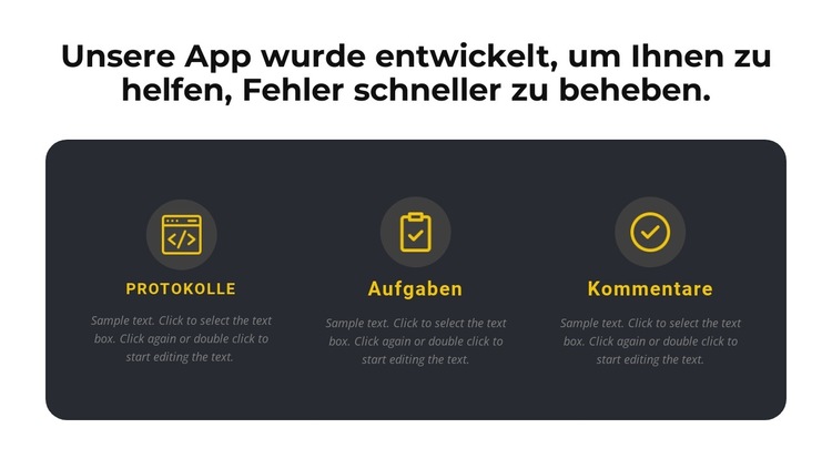 Über unsere App Website-Vorlage