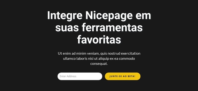 Formulário de inscrição em fundo escuro Design do site