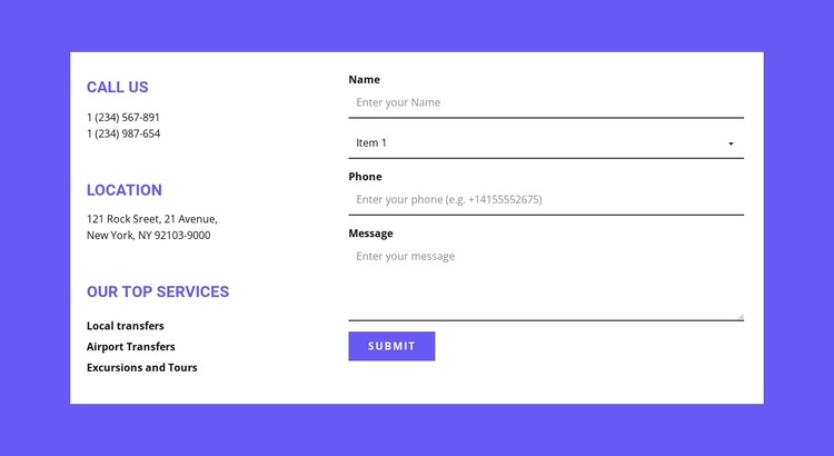 Address for quik connect CSS Template