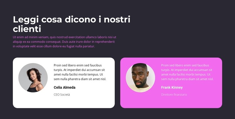 Due nostri clienti dicono Modello CSS