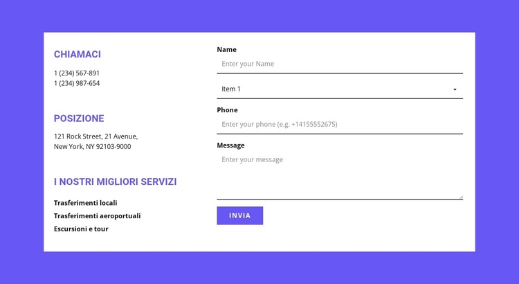 Indirizzo per connessione rapida Tema WordPress