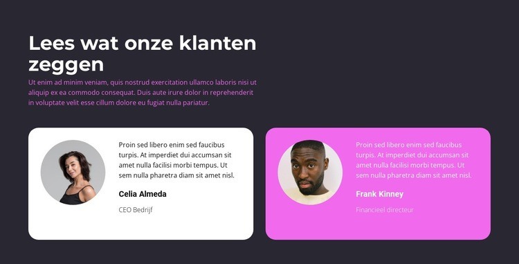 Twee van onze klanten zeggen: Website Builder-sjablonen