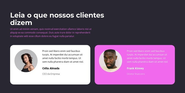 Dois nossos clientes dizem Construtor de sites HTML